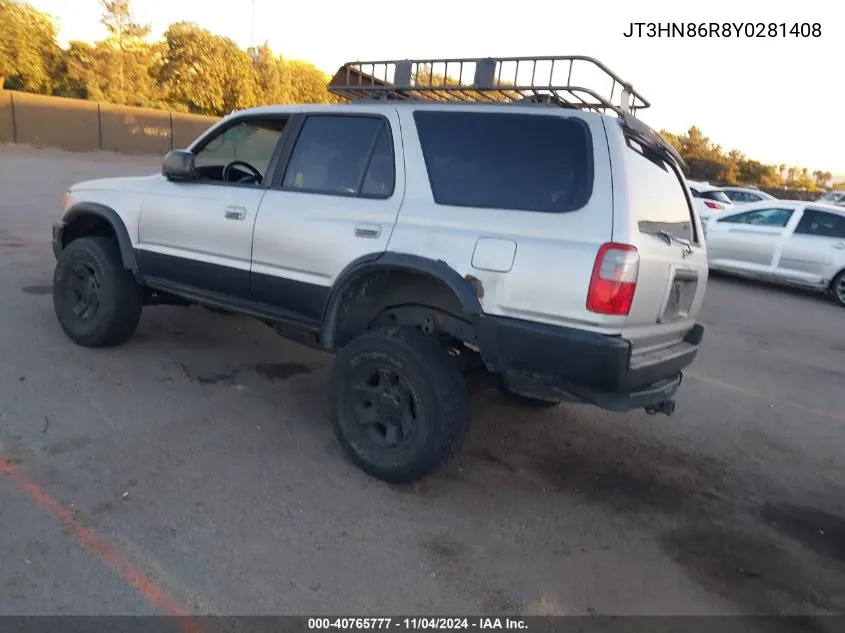 2000 Toyota 4Runner Sr5 V6 VIN: JT3HN86R8Y0281408 Lot: 40765777