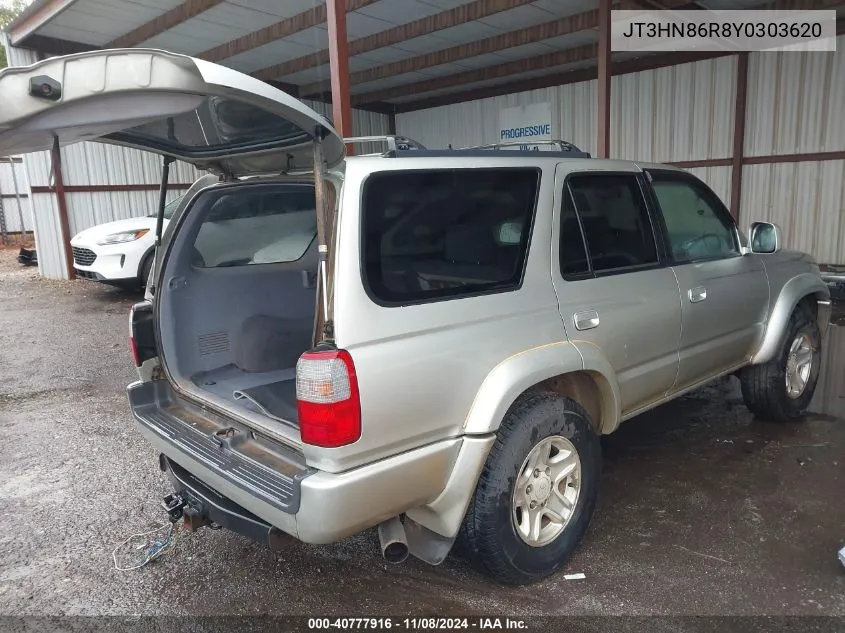 2000 Toyota 4Runner Sr5 V6 VIN: JT3HN86R8Y0303620 Lot: 40777916