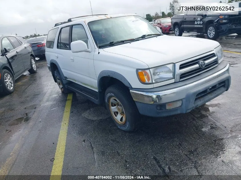 2000 Toyota 4Runner Sr5 V6 VIN: JT3HN86R5Y0262542 Lot: 40784002