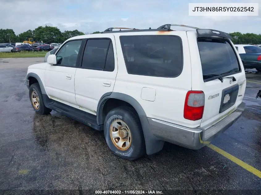 2000 Toyota 4Runner Sr5 V6 VIN: JT3HN86R5Y0262542 Lot: 40784002