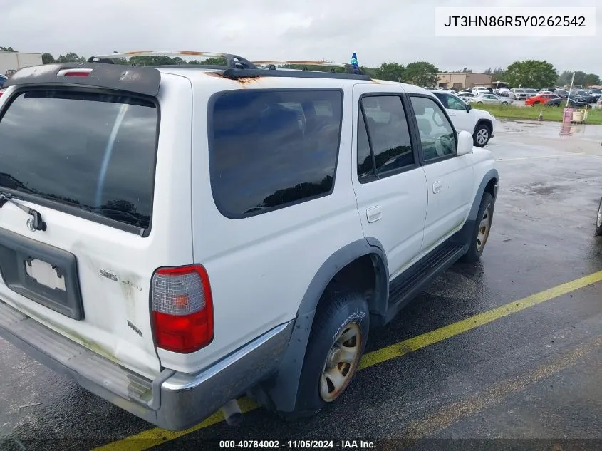 2000 Toyota 4Runner Sr5 V6 VIN: JT3HN86R5Y0262542 Lot: 40784002