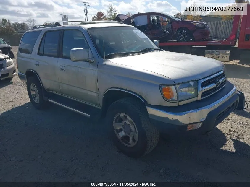 2000 Toyota 4Runner Sr5 V6 VIN: JT3HN86R4Y0277663 Lot: 40795354