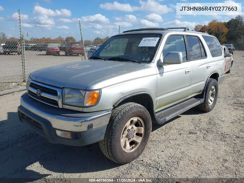 2000 Toyota 4Runner Sr5 V6 VIN: JT3HN86R4Y0277663 Lot: 40795354