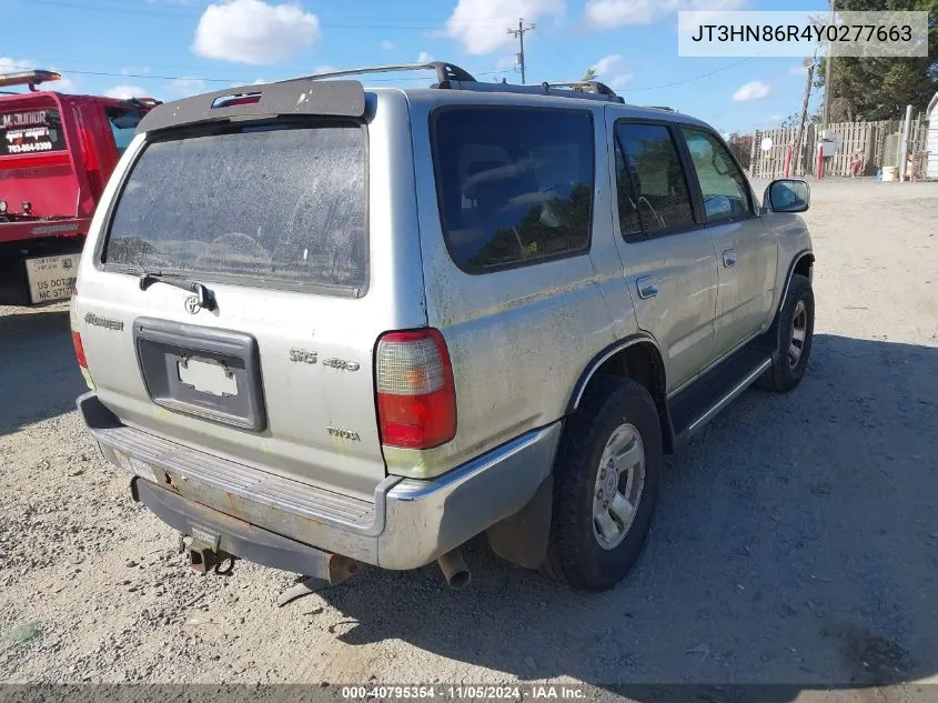 2000 Toyota 4Runner Sr5 V6 VIN: JT3HN86R4Y0277663 Lot: 40795354