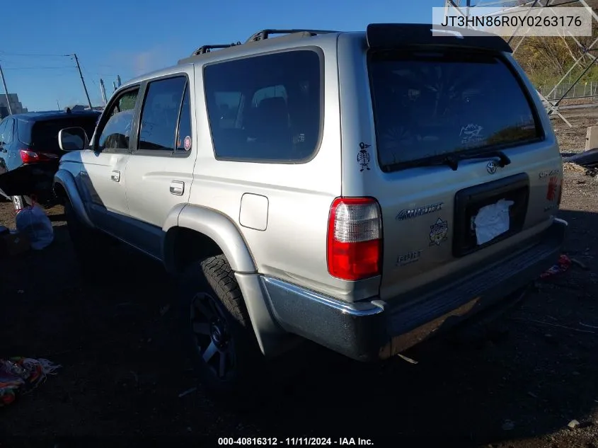 2000 Toyota 4Runner Sr5 V6 VIN: JT3HN86R0Y0263176 Lot: 40816312