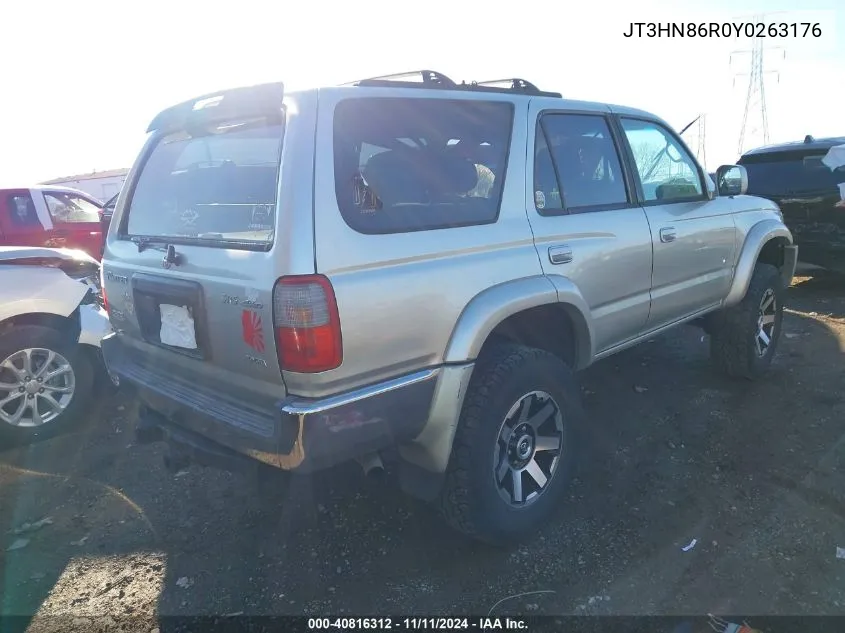 2000 Toyota 4Runner Sr5 V6 VIN: JT3HN86R0Y0263176 Lot: 40816312