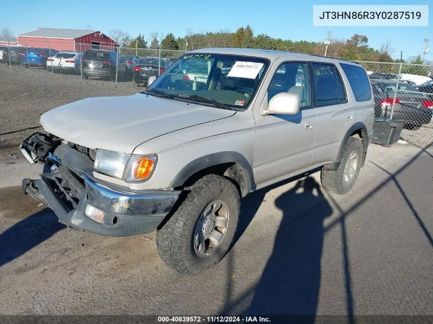 2000 Toyota 4Runner Sr5 V6 VIN: JT3HN86R3Y0287519 Lot: 40839572