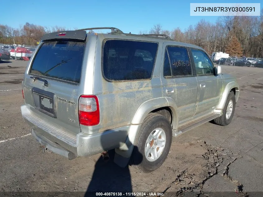 2000 Toyota 4Runner Limited V6 VIN: JT3HN87R3Y0300591 Lot: 40875138