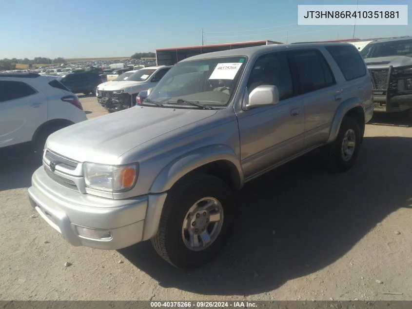 2001 Toyota 4Runner Sr5 VIN: JT3HN86R410351881 Lot: 40375266