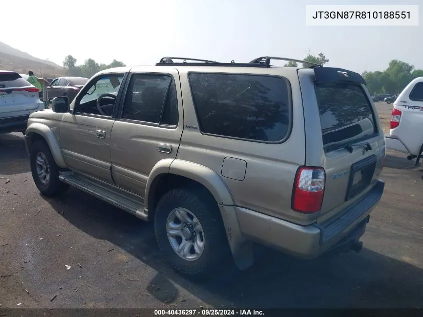 2001 Toyota 4Runner Limited V6 VIN: JT3GN87R810188551 Lot: 40436297