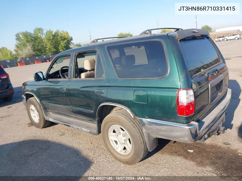 2001 Toyota 4Runner Sr5 V6 VIN: JT3HN86R710331415 Lot: 40527140