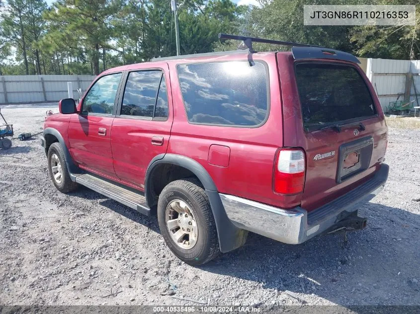 2001 Toyota 4Runner Sr5 VIN: JT3GN86R110216353 Lot: 40535496