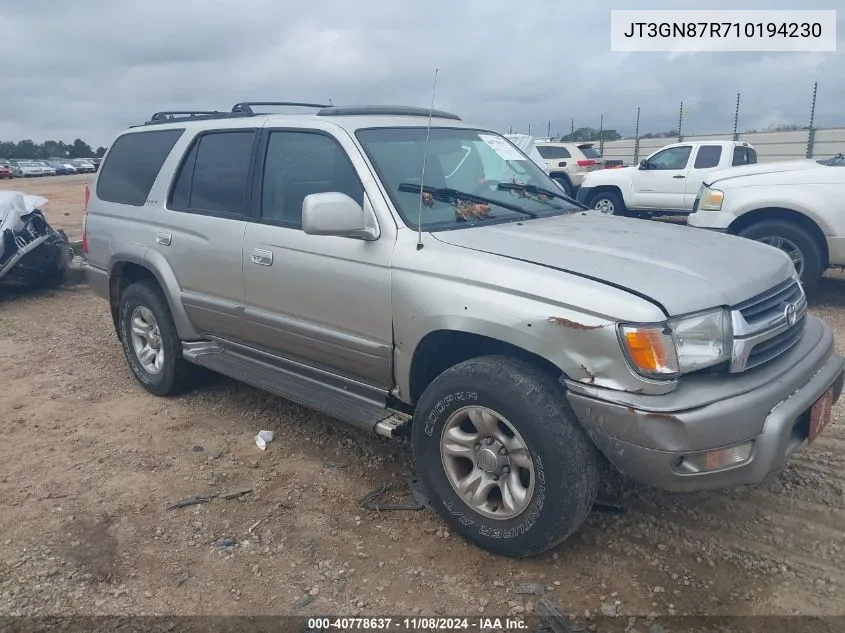 2001 Toyota 4Runner Limited V6 VIN: JT3GN87R710194230 Lot: 40778637