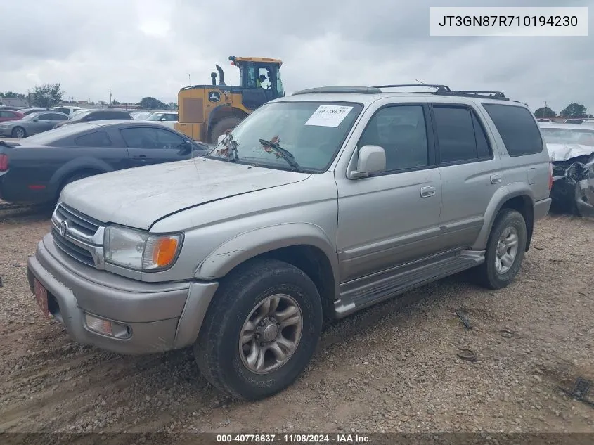 2001 Toyota 4Runner Limited V6 VIN: JT3GN87R710194230 Lot: 40778637