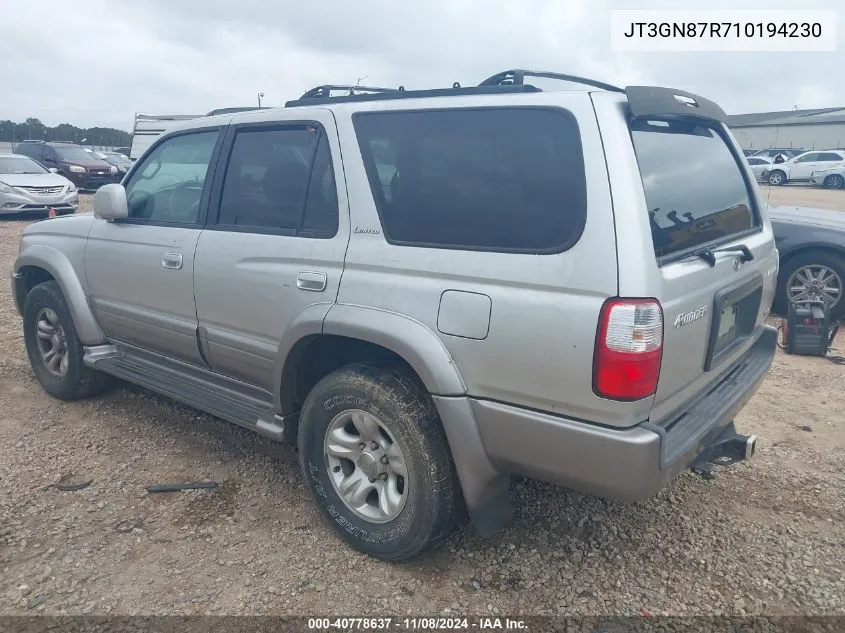 2001 Toyota 4Runner Limited V6 VIN: JT3GN87R710194230 Lot: 40778637