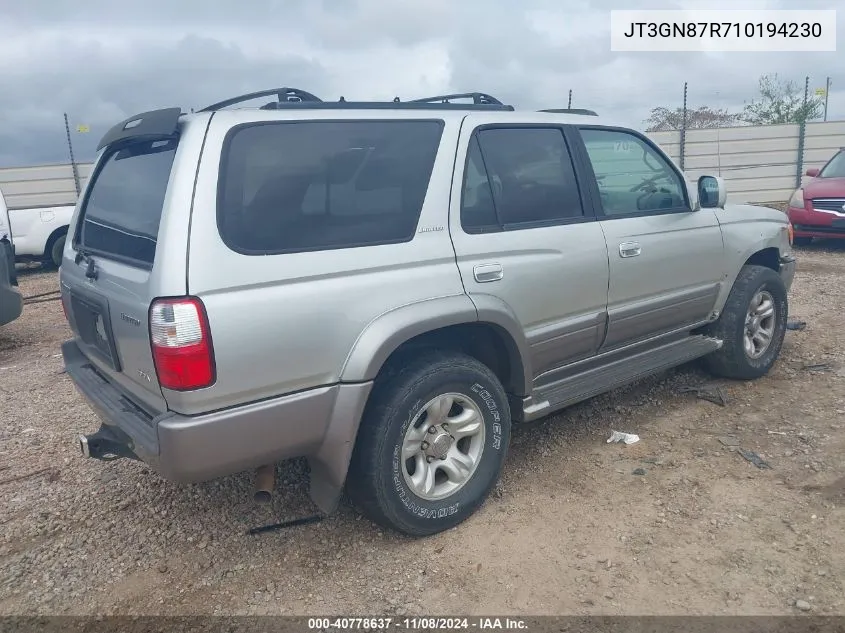 2001 Toyota 4Runner Limited V6 VIN: JT3GN87R710194230 Lot: 40778637