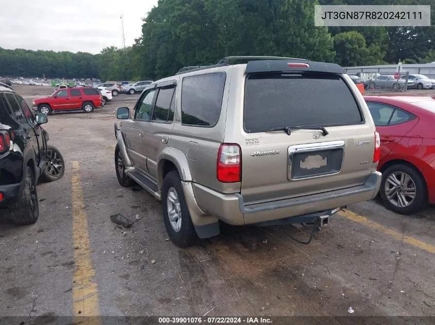 2002 Toyota 4Runner Limited V6 VIN: JT3GN87R820242111 Lot: 39901076