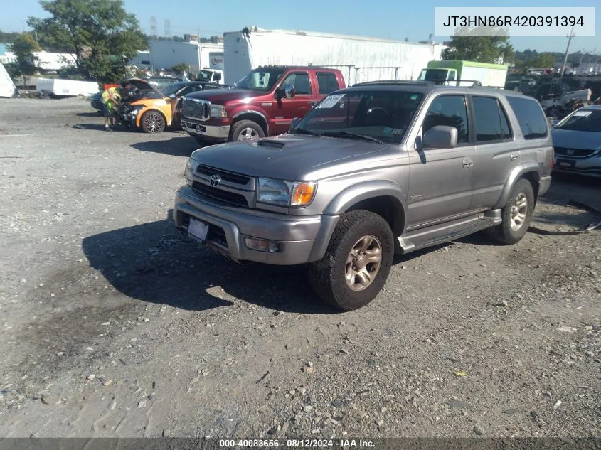 2002 Toyota 4Runner Sr5 V6 VIN: JT3HN86R420391394 Lot: 40083656