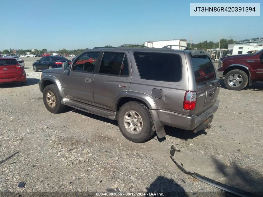 2002 Toyota 4Runner Sr5 V6 VIN: JT3HN86R420391394 Lot: 40083656