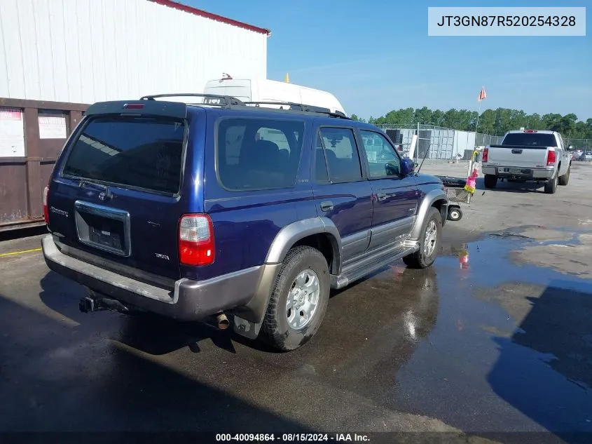 2002 Toyota 4Runner Limited V6 VIN: JT3GN87R520254328 Lot: 40094864