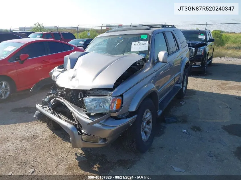 2002 Toyota 4Runner Limited VIN: JT3GN87R520240347 Lot: 40157626