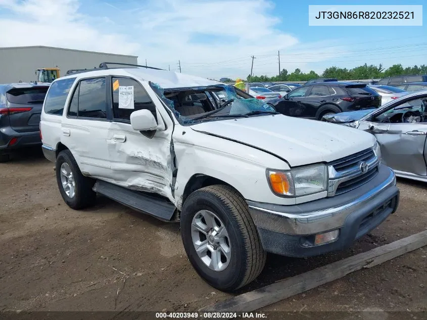 2002 Toyota 4Runner Sr5 V6 VIN: JT3GN86R820232521 Lot: 40203949