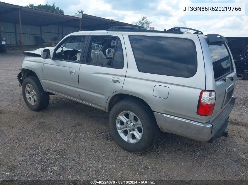 2002 Toyota 4Runner Sr5 V6 VIN: JT3GN86R620219766 Lot: 40224070