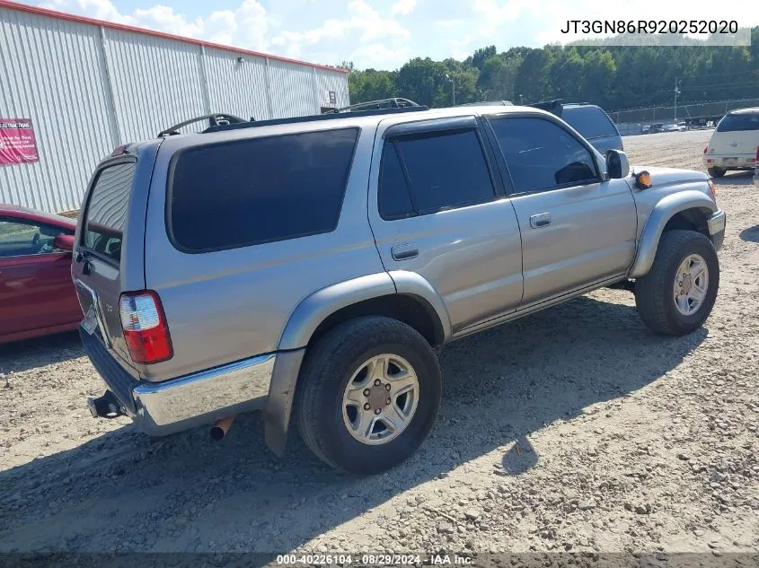 2002 Toyota 4Runner Sr5 VIN: JT3GN86R920252020 Lot: 40226104