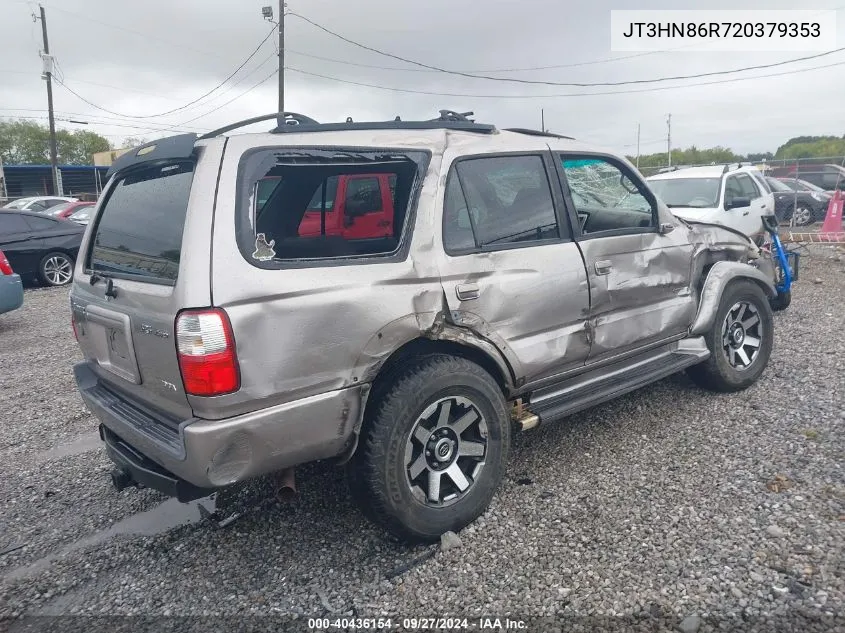 2002 Toyota 4Runner Sr5 V6 VIN: JT3HN86R720379353 Lot: 40436154