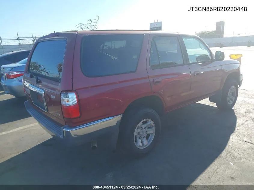 2002 Toyota 4Runner Sr5 V6 VIN: JT3GN86R820220448 Lot: 40451124