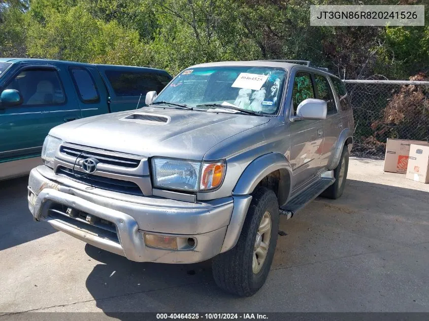 2002 Toyota 4Runner Sr5 V6 VIN: JT3GN86R820241526 Lot: 40464525