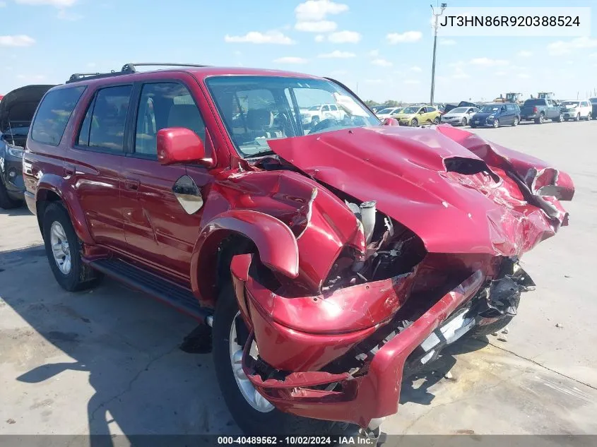 2002 Toyota 4Runner Sr5 V6 VIN: JT3HN86R920388524 Lot: 40489562