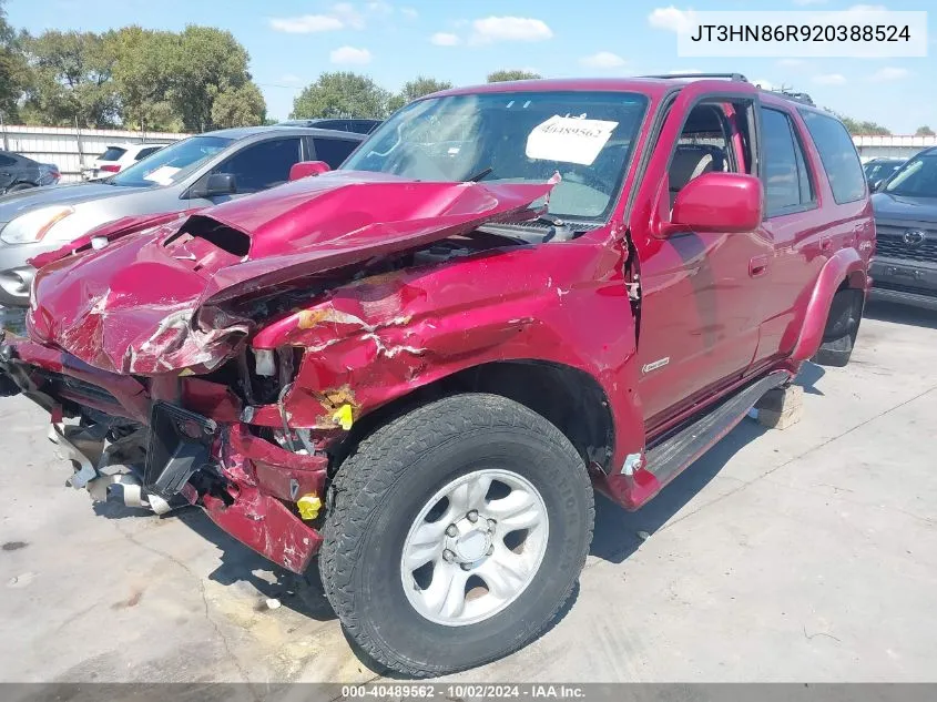 2002 Toyota 4Runner Sr5 V6 VIN: JT3HN86R920388524 Lot: 40489562