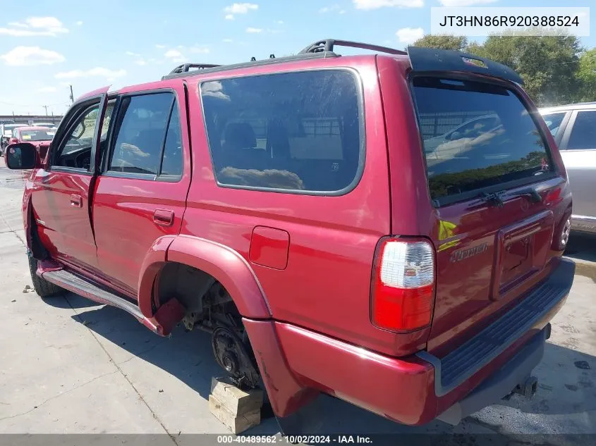 2002 Toyota 4Runner Sr5 V6 VIN: JT3HN86R920388524 Lot: 40489562