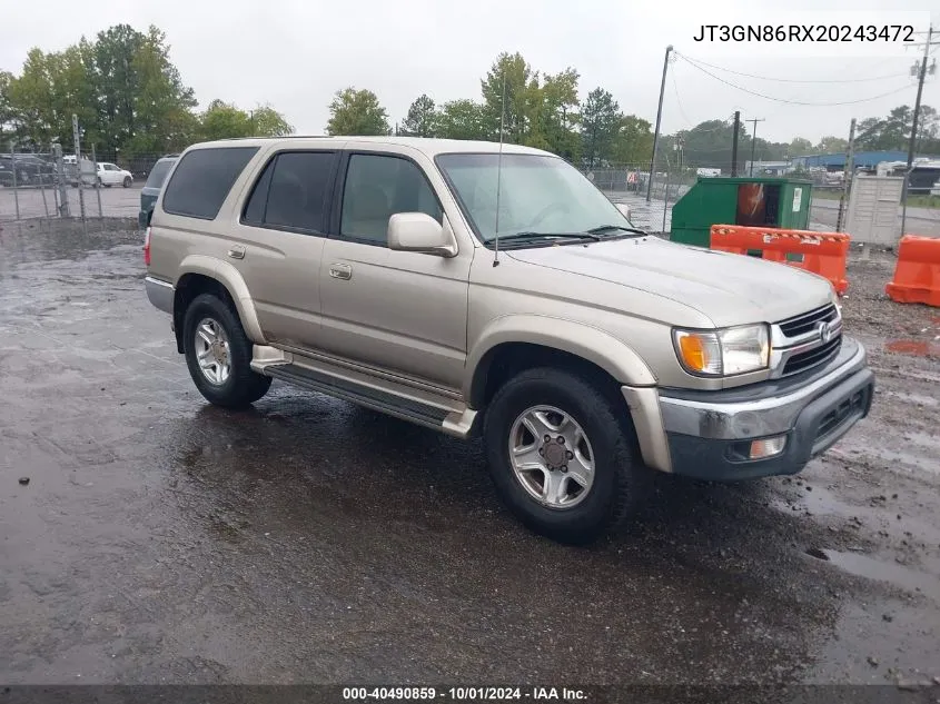 2002 Toyota 4Runner Sr5 V6 VIN: JT3GN86RX20243472 Lot: 40490859