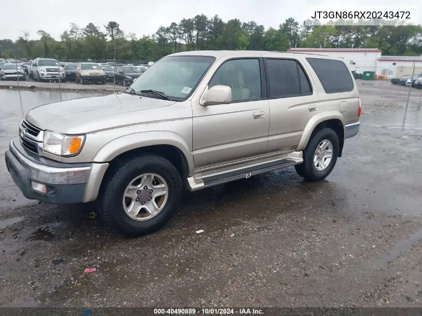 2002 Toyota 4Runner Sr5 V6 VIN: JT3GN86RX20243472 Lot: 40490859