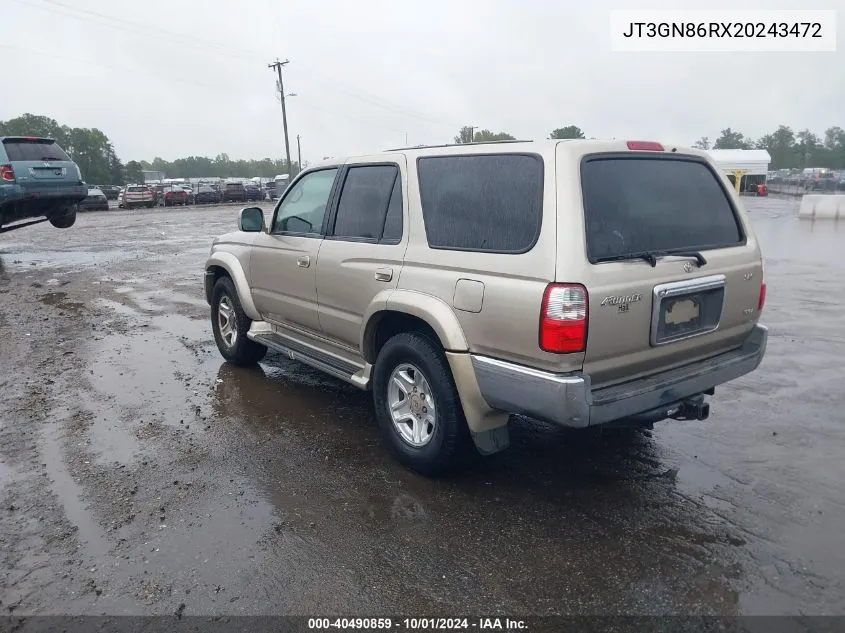 2002 Toyota 4Runner Sr5 V6 VIN: JT3GN86RX20243472 Lot: 40490859