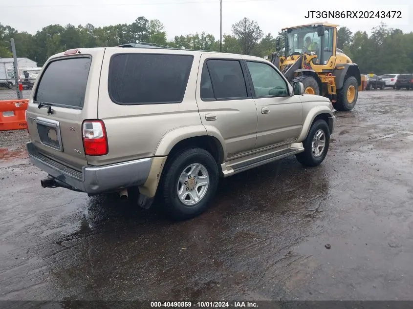 2002 Toyota 4Runner Sr5 V6 VIN: JT3GN86RX20243472 Lot: 40490859