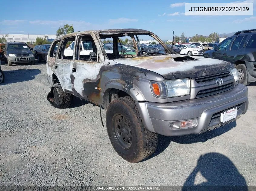 2002 Toyota 4Runner Sr5 V6 VIN: JT3GN86R720220439 Lot: 40500282