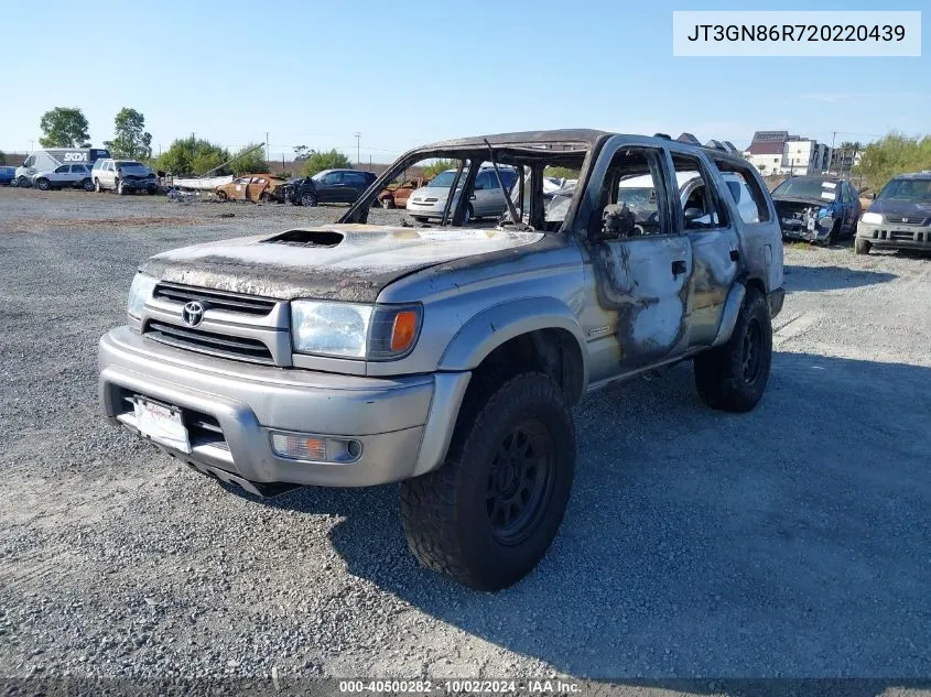 2002 Toyota 4Runner Sr5 V6 VIN: JT3GN86R720220439 Lot: 40500282