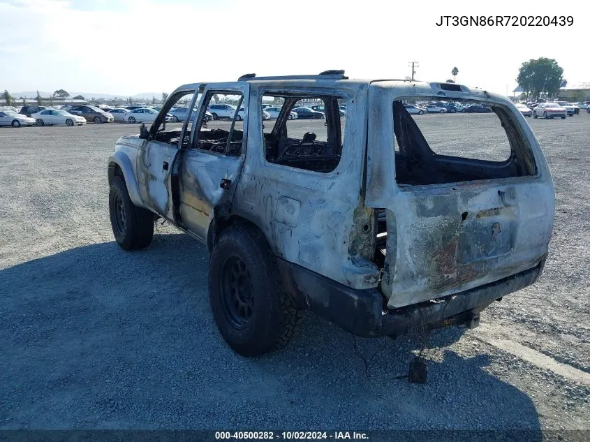 2002 Toyota 4Runner Sr5 V6 VIN: JT3GN86R720220439 Lot: 40500282