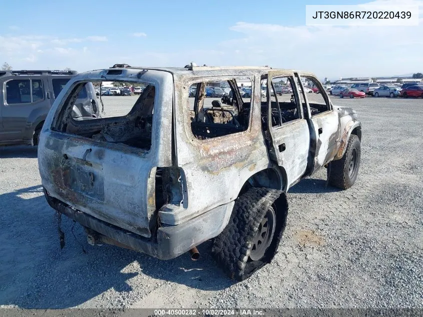 2002 Toyota 4Runner Sr5 V6 VIN: JT3GN86R720220439 Lot: 40500282