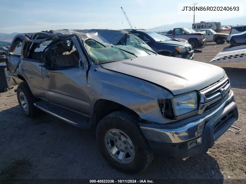 2002 Toyota 4Runner Sr5 VIN: JT3GN86R020240693 Lot: 40523336