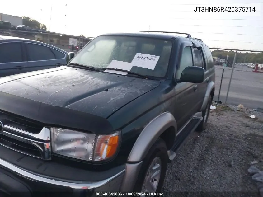 2002 Toyota 4Runner Sr5 VIN: JT3HN86R420375714 Lot: 40542886