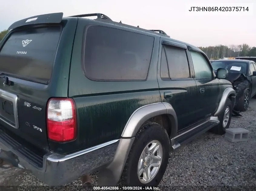 2002 Toyota 4Runner Sr5 VIN: JT3HN86R420375714 Lot: 40542886