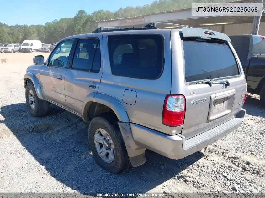 2002 Toyota 4Runner Sr5 V6 VIN: JT3GN86R920235668 Lot: 40579359