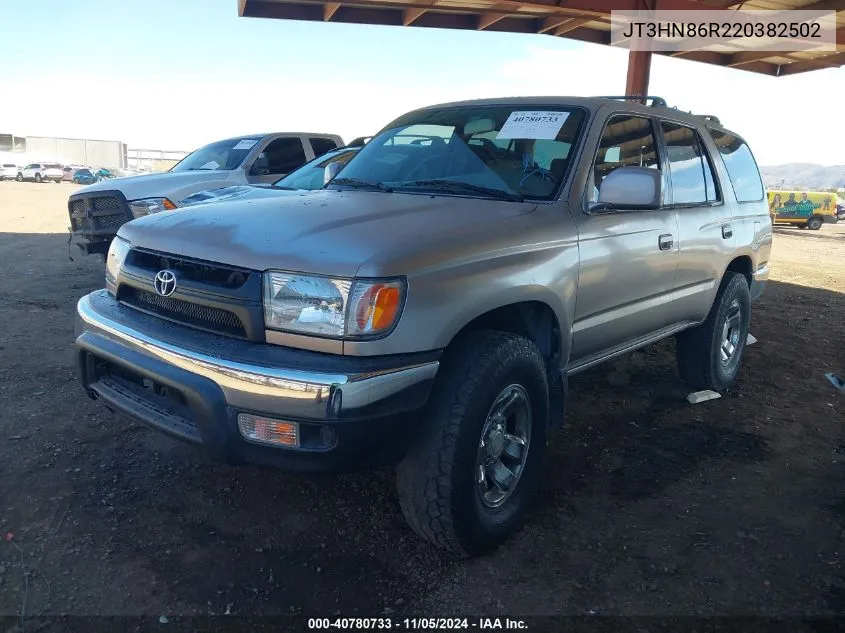 2002 Toyota 4Runner Sr5 V6 VIN: JT3HN86R220382502 Lot: 40780733