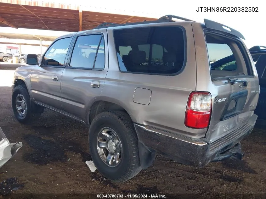 2002 Toyota 4Runner Sr5 V6 VIN: JT3HN86R220382502 Lot: 40780733