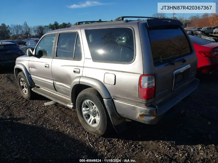 2002 Toyota 4Runner Limited V6 VIN: JT3HN87R420367367 Lot: 40849524