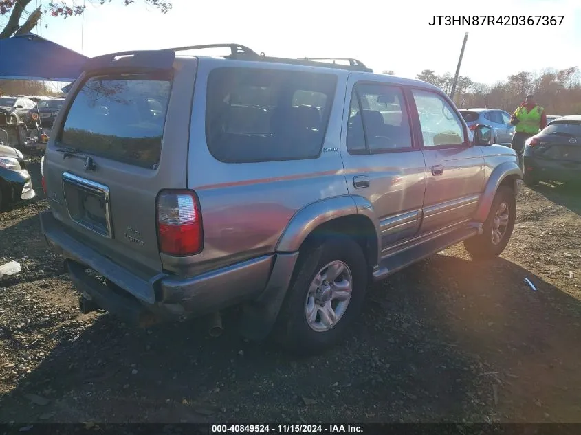 2002 Toyota 4Runner Limited V6 VIN: JT3HN87R420367367 Lot: 40849524